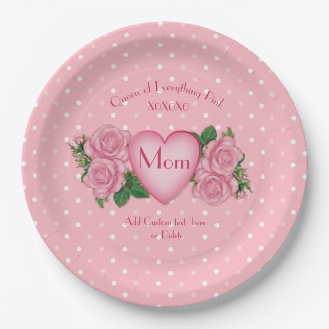 Queen of Everything Pink Mum Paper Plate (Front)