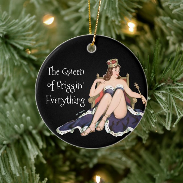 Queen of Everything Retro Pinup Ceramic Tree Decoration (Tree)