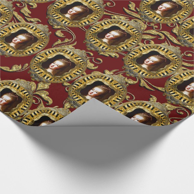Queen of France Elegant Scarlet Christmas Wrapping Paper (Corner)