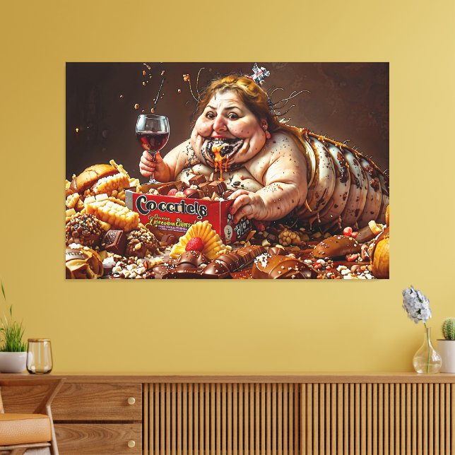 “Queen of Gluttonous Decay” Colourful Portrait Canvas Print (Insitu(LivingRoom))