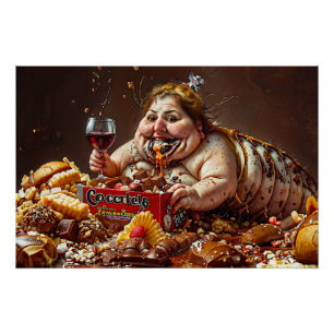 “Queen of Gluttonous Decay” Colourful Portrait Poster