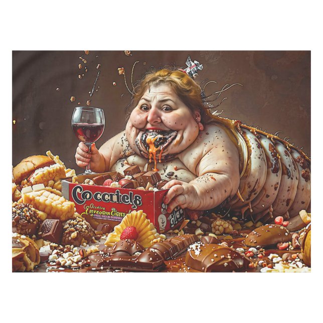 “Queen of Gluttonous Decay” Colourful Portrait Tablecloth (Front (Horizontal))