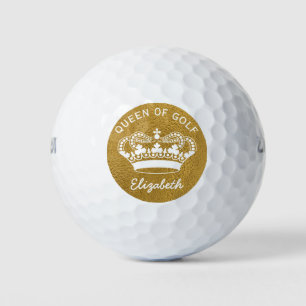 Queen of Golf Monogram Gold Golf Balls