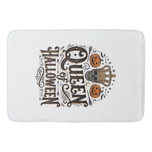 Queen of Halloween Vintage Skull Pumpkin Shirt Des Bath Mat