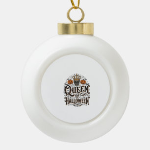 Queen of Halloween Vintage Skull Pumpkin Shirt Des Ceramic Ball Christmas Ornament