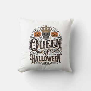 Queen of Halloween Vintage Skull Pumpkin Shirt Des Cushion