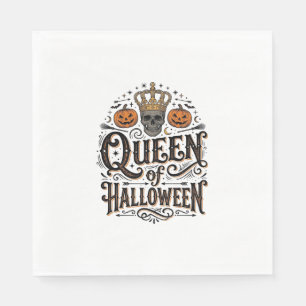 Queen of Halloween Vintage Skull Pumpkin Shirt Des Napkin