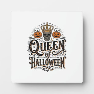 Queen of Halloween Vintage Skull Pumpkin Shirt Des Plaque
