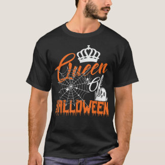 Queen Of Halloween Womens Spiderweb Scary Spooky G T-Shirt