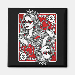 Queen Of Heart Playing Card Coffee Lover Gambling Magnet