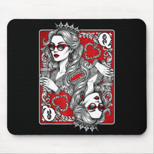 Queen Of Heart Playing Card Coffee Lover Gambling Mouse Mat