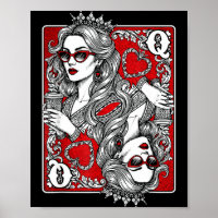 Queen Of Heart Playing Card Coffee Lover Gambling