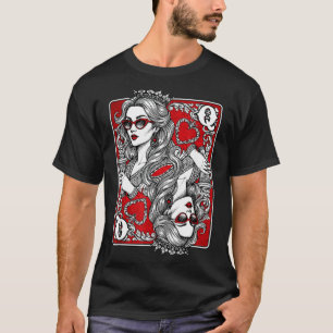 Queen Of Heart Playing Card Coffee Lover Gambling T-Shirt