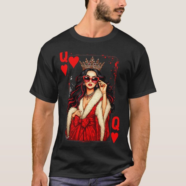 Queen Of Heart Playing Card Love Valentine Outfit  T-Shirt (Front)