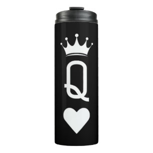 Queen of Heart Playing Card Vintage Crown Matching Thermal Tumbler