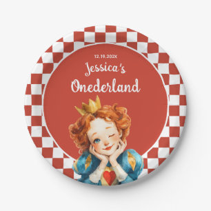 Queen of Hearts Alice in ONEDERLAND 1st Birthday  Paper Plate