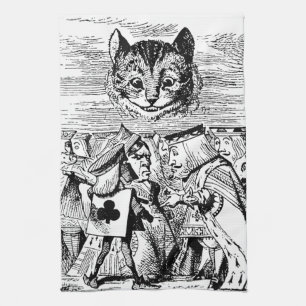 Queen of Hearts and Cheshire cat Tea Towel