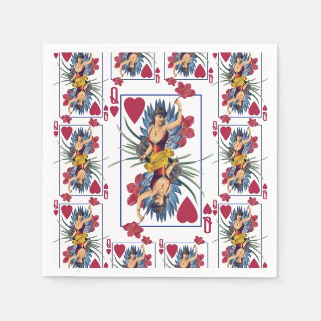 Queen of Hearts and Flowers Napkin (Front)