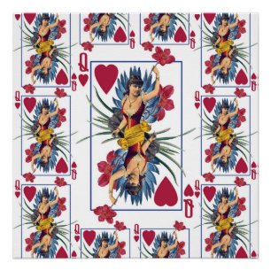 Queen of Hearts and Flowers Poster