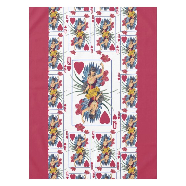 Queen of Hearts and Flowers Tablecloth (Front)