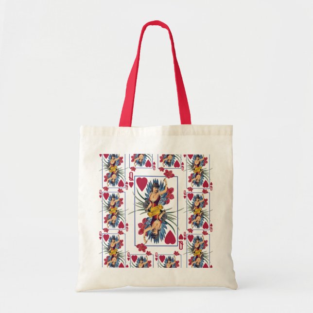 Queen of Hearts and Flowers Tote Bag (Front)