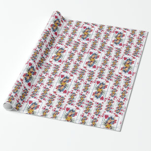 Queen of Hearts and Flowers Wrapping Paper