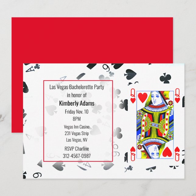 Queen of Hearts Bachelorette Party Invitation (Front/Back)