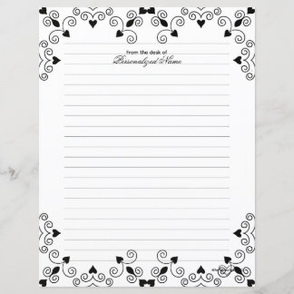 Queen of Hearts - Black Lined Paper Sheet
