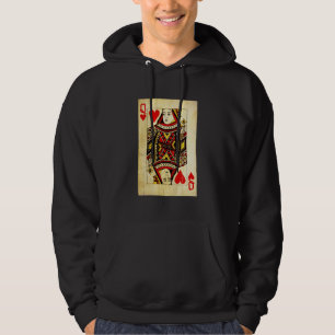 Queen Of Hearts Card Deck Old Hoodie
