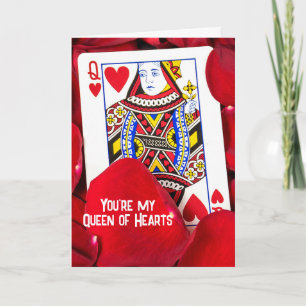 Queen of Hearts Card In Rose Petals