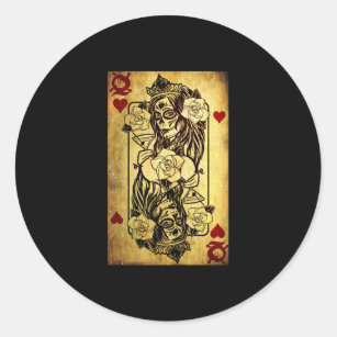 Queen of Hearts Card Old Classic Round Sticker