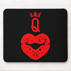 Queen Of Hearts Card Valentine Lips. Valentine Kis Mouse Mat