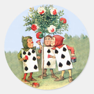Queen of Hearts' Cardmen Paint the Queens Roses Classic Round Sticker