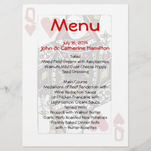 Queen of Hearts Cards Custom Wedding Menu