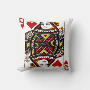 Queen of Hearts Cards Decorative Throw Pillows