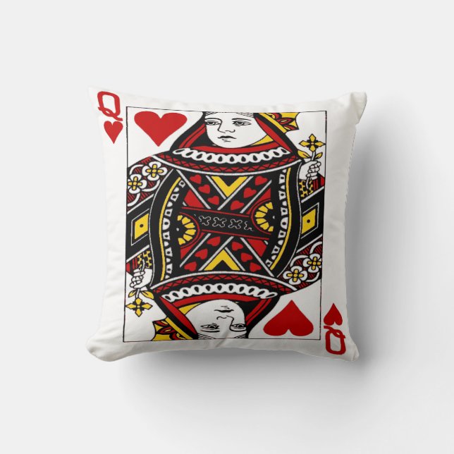 Queen of Hearts Cards Decorative Throw Pillows (Front)