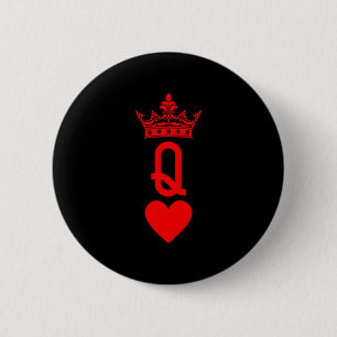 Queen Of Hearts Cards Matching Couple Saint Valent 6 Cm Round Badge