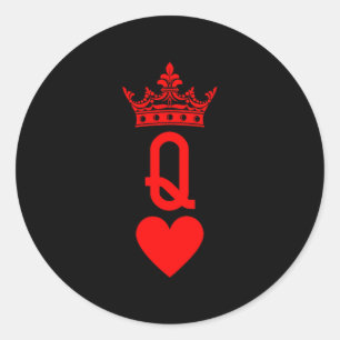 Queen Of Hearts Cards Matching Couple Saint Valent Classic Round Sticker