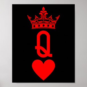 Queen Of Hearts Cards Matching Couple Saint Valent Poster