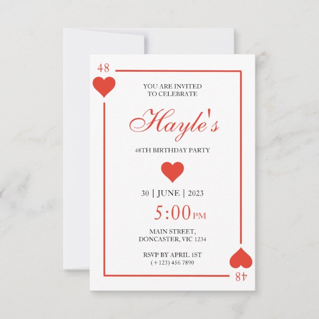 Queen of Hearts Casino Playing Cards 48th Birthday (Front)