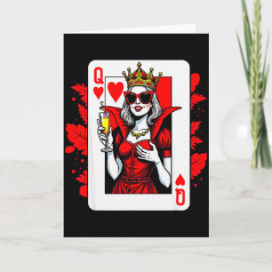 Queen Of Hearts Champagne Lover Womens Ladys Valen Card