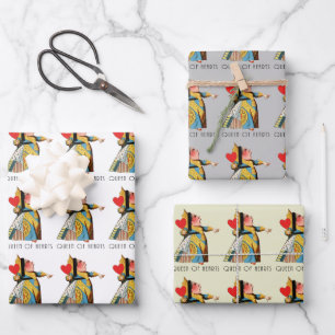 Queen of Hearts Classic Alice and Wonderland Wrapping Paper Sheet