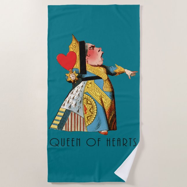 Queen of Hearts Classic Alice in Wonderland Beach Towel (Front)