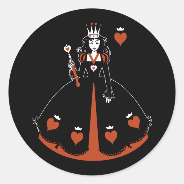 Queen of Hearts Classic Round Sticker (Front)