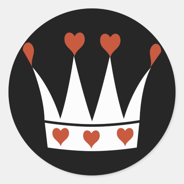 Queen of Hearts Crown Classic Round Sticker (Front)
