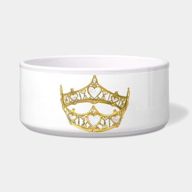 Queen of Hearts crown dog pet bowl (Front)