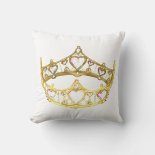Queen of Hearts crown tiara throw pillow
