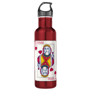 Queen of Hearts Custom Name Playing Card 710 Ml Water Bottle