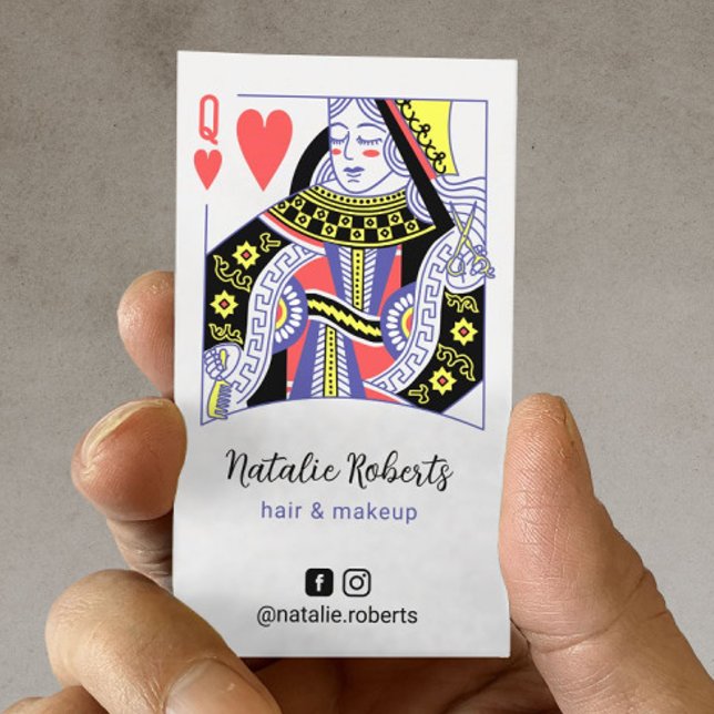 Queen of Hearts Cute Hair Stylist Beauty Salon Business Card (Creator Uploaded)