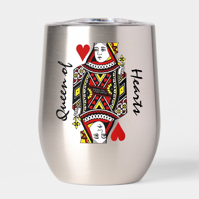 Queen of Hearts Design Thermal Wine Tumbler (Front)